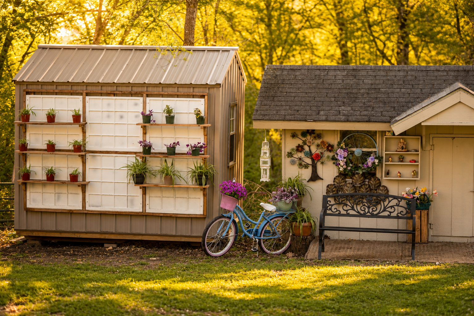 Vintage bicycle garden corner