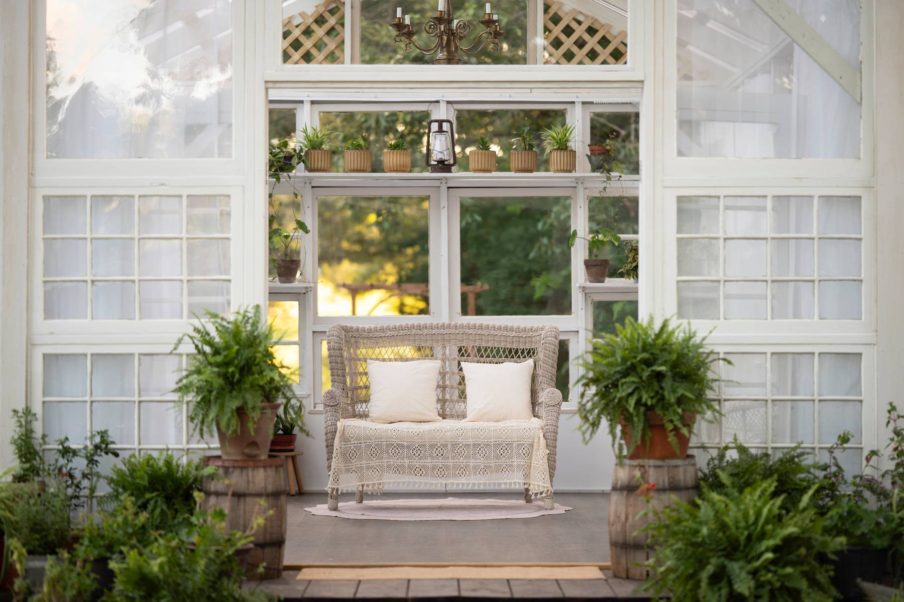 Petals and Panes vintage chair and curtains