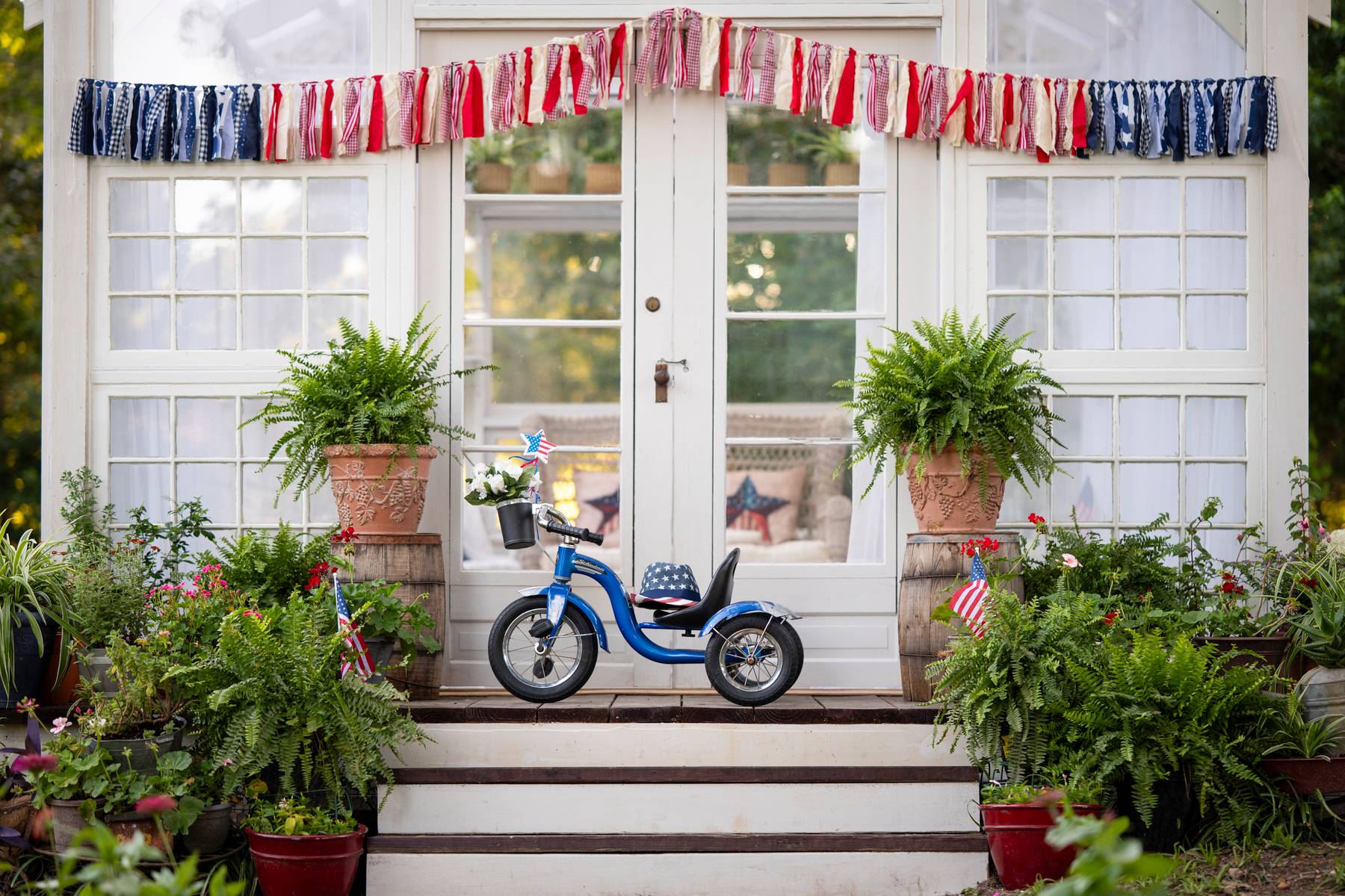 Fourth of July styled seasonal setup at Petals and Panes