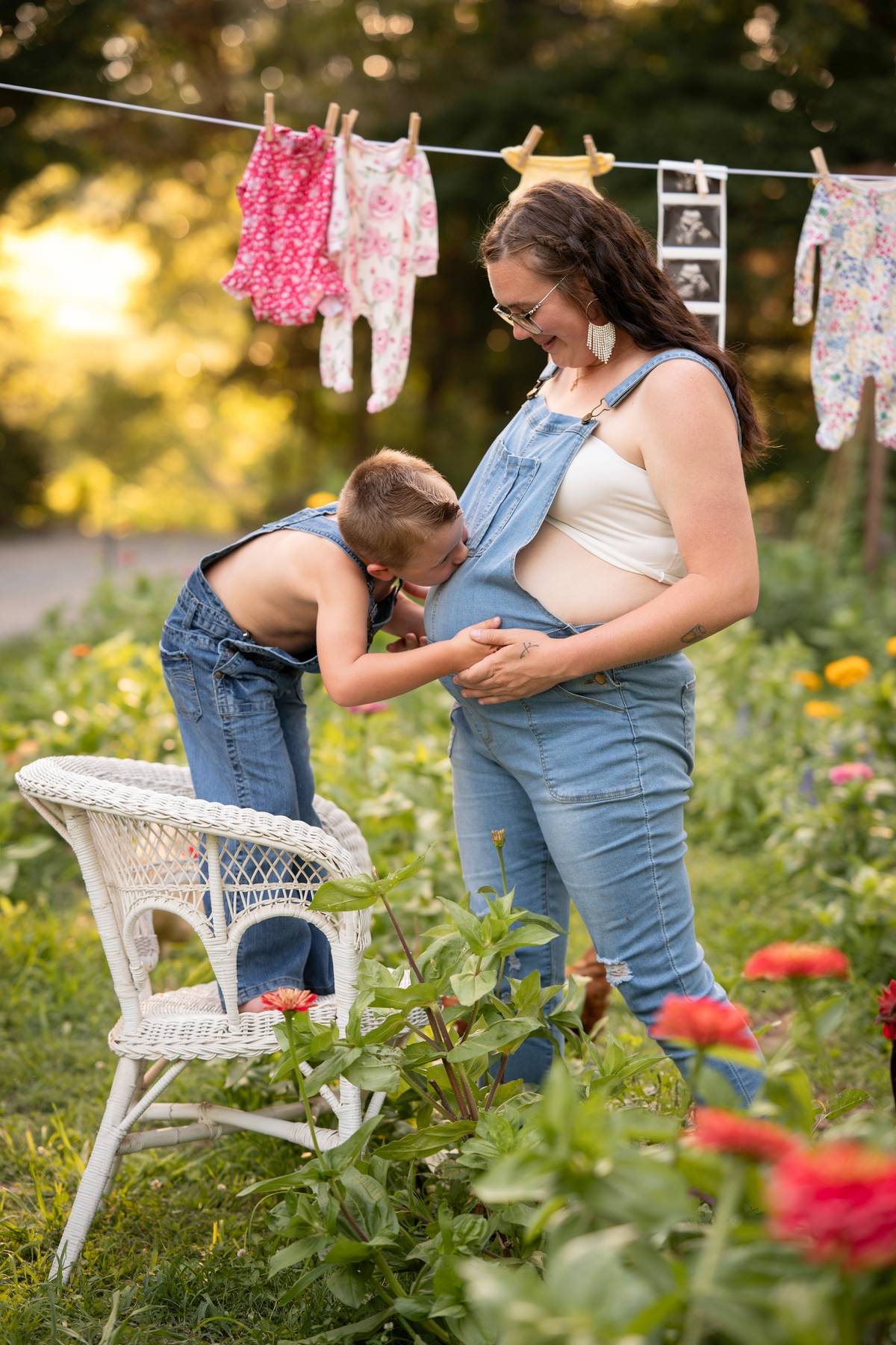 Maternity portrait among flowers